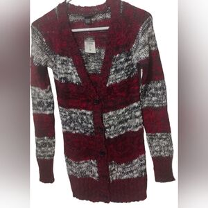 Heathered Red Sweater Cardigan